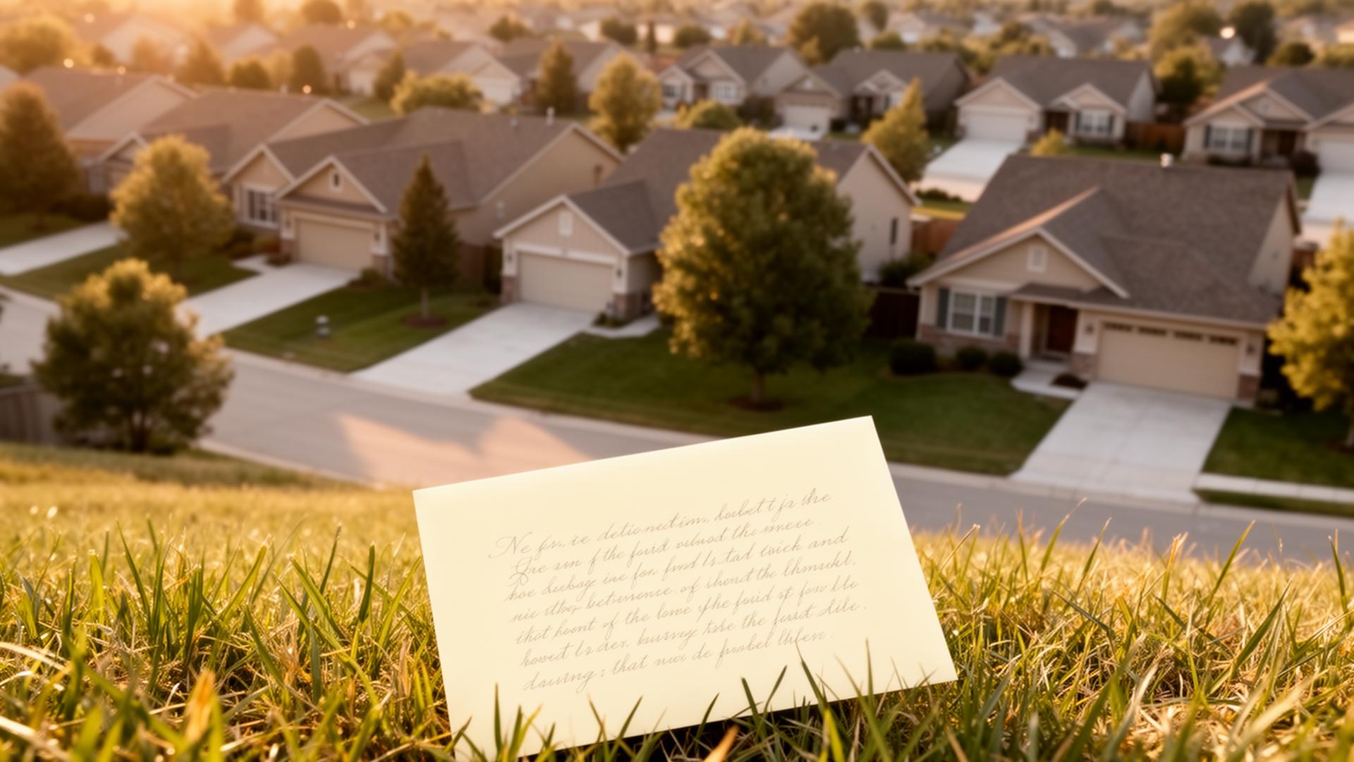 Handwritten letter in the grass